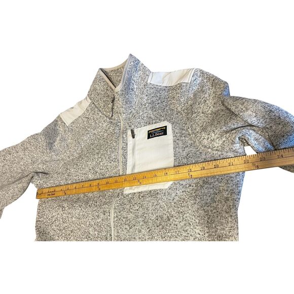 L.L.Bean Sweater Fleece Full-Zip Overlay Jacket Women's large Heather Gray Logo - Picture 4 of 6